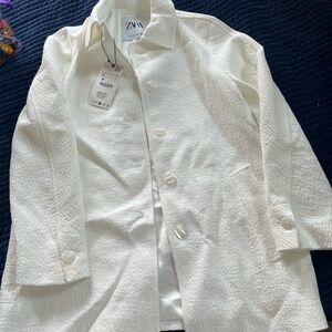 Zara White Trench Coat Classic Design